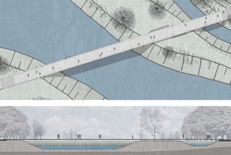 Wettbewerb: Grundriss und Längsschnitt